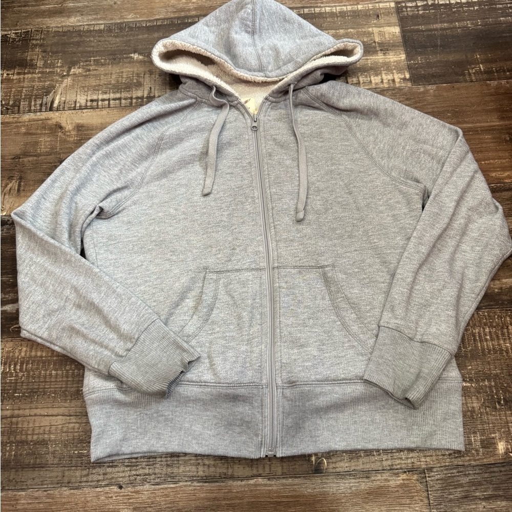 Faded Glory Gray Mens Sherpa-Lined Hoodie Sz Large
